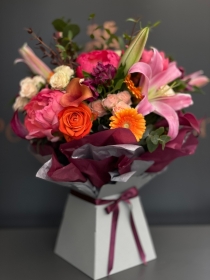 Large Bouquet of Bright Flowers with Seasonal Foliage