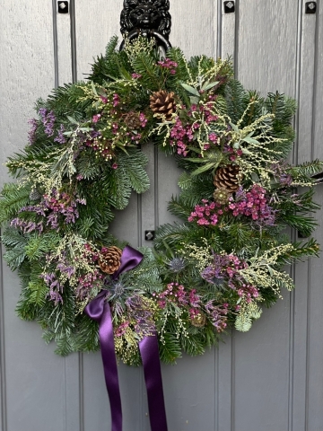 Festive Foliage Christmas Wreath with Festive Bow