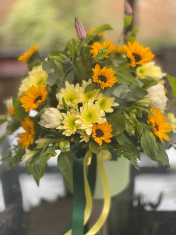 Sunflower Hat Box Arrangement