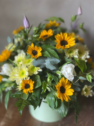 Sunflower Hat Box Arrangement
