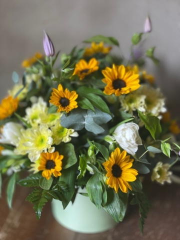 Sunflower Hat Box Arrangement